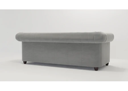 Cleo - Chesterfield 3 sitzer Sofa mit Schlaffunktion aus Samt-Stoff mit Holzfüßen