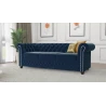 Cleo - Chesterfield 3 sitzer Sofa mit Schlaffunktion aus Samt-Stoff mit Holzfüßen
