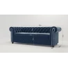 Cleo - Chesterfield 3 sitzer Sofa mit Schlaffunktion aus Samt-Stoff mit Holzfüßen