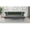Cleo - Chesterfield 3 sitzer Sofa mit Schlaffunktion aus Samt-Stoff mit Holzfüßen