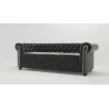 Cleo - Chesterfield 3 sitzer Sofa mit Schlaffunktion aus Samt-Stoff mit Holzfüßen