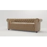 Cleo - Chesterfield 3 sitzer Sofa mit Schlaffunktion aus Samt-Stoff mit Holzfüßen