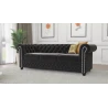 Cleo - Chesterfield 3 sitzer Sofa aus Samt-Stoff mit Holzfüßen