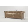 Cleo - Chesterfield 3 sitzer Sofa aus Samt-Stoff mit Holzfüßen