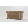 Cleo - Chesterfield 2 sitzer Sofa mit Schlaffunktion aus Samt-Stoff mit Holzfüßen