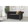 Cleo - Chesterfield 2 sitzer Sofa mit Schlaffunktion aus Samt-Stoff mit Holzfüßen