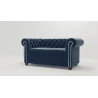 Cleo - Chesterfield 2 sitzer Sofa mit Schlaffunktion aus Samt-Stoff mit Holzfüßen