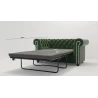 Cleo - Chesterfield 2 sitzer Sofa mit Schlaffunktion aus Samt-Stoff mit Holzfüßen