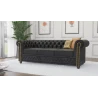 Wilhelm - Chesterfield 3 sitzer Sofa mit Schlaffunktion aus Vintage Optik Microfaser mit Holzfüßen