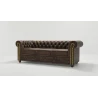 Wilhelm - Chesterfield 3 sitzer Sofa mit Schlaffunktion aus Vintage Optik Microfaser mit Holzfüßen