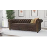 Wilhelm - Chesterfield 3 sitzer Sofa mit Schlaffunktion aus Vintage Optik Microfaser mit Holzfüßen