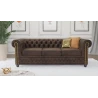 Wilhelm - Chesterfield 3 sitzer Sofa mit Schlaffunktion aus Vintage Optik Microfaser mit Holzfüßen