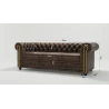 Wilhelm - Chesterfield 3 sitzer Sofa mit Schlaffunktion aus Vintage Optik Microfaser mit Holzfüßen