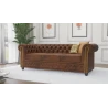 Wilhelm - Chesterfield 3 sitzer Sofa mit Schlaffunktion aus Vintage Optik Microfaser mit Holzfüßen