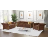 Wilhelm - Chesterfield 3 sitzer Sofa mit Schlaffunktion aus Vintage Optik Microfaser mit Holzfüßen