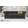 Wilhelm - Chesterfield 3 sitzer Sofa aus Vintage Optik Microfaser mit Holzfüßen