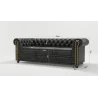 Wilhelm - Chesterfield 3 sitzer Sofa aus Vintage Optik Microfaser mit Holzfüßen