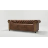 Wilhelm - Chesterfield 3 sitzer Sofa aus Vintage Optik Microfaser mit Holzfüßen