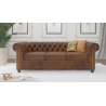 Wilhelm - Chesterfield 3 sitzer Sofa aus Vintage Optik Microfaser mit Holzfüßen