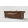 Wilhelm - Chesterfield 3 sitzer Sofa aus Vintage Optik Microfaser mit Holzfüßen