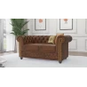Wilhelm - Chesterfield 2 sitzer Sofa mit Schlaffunktion aus Vintage Optik Microfaser mit Holzfüßen