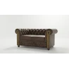 Wilhelm - Chesterfield 2 sitzer Sofa mit Schlaffunktion aus Vintage Optik Microfaser mit Holzfüßen
