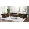 Wilhelm - Chesterfield 2 sitzer Sofa mit Schlaffunktion aus Vintage Optik Microfaser mit Holzfüßen