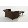 Wilhelm - Chesterfield 2 sitzer Sofa mit Schlaffunktion aus Vintage Optik Microfaser mit Holzfüßen