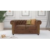 Wilhelm - Chesterfield 2 sitzer Sofa aus Vintage Optik Microfaser mit Holzfüßen