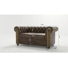 Wilhelm - Chesterfield 2 sitzer Sofa aus Vintage Optik Microfaser mit Holzfüßen
