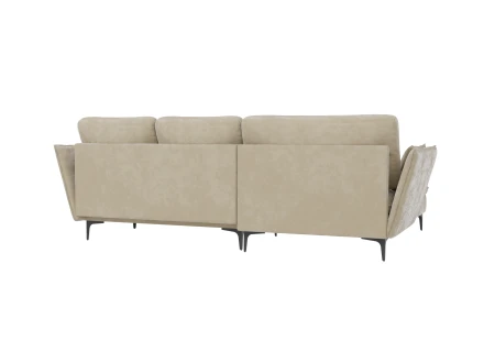 Manfred - Ecksofa mit Schlaffunktion und Bettkasten aus Samt-Stoff mit hohen schwarzen Metallfüßen