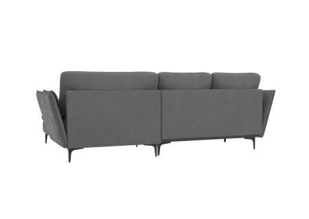 Manfred - Ecksofa mit Schlaffunktion und Bettkasten aus Samt-Stoff mit hohen schwarzen Metallfüßen