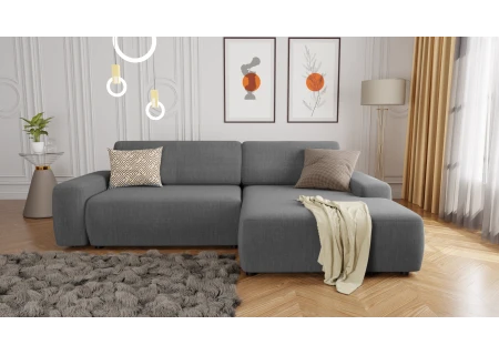 Luitgard - Ecksofa mit Schlaffunktion und Bettkasten aus Samt-Stoff schöner Sitzkomfort