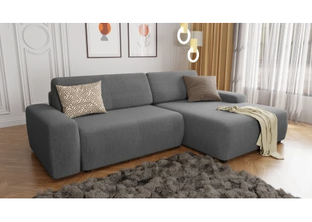 Luitgard - Ecksofa mit Schlaffunktion und Bettkasten aus Samt-Stoff schöner Sitzkomfort