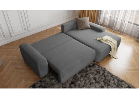 Luitgard - Ecksofa mit Schlaffunktion und Bettkasten aus Samt-Stoff schöner Sitzkomfort