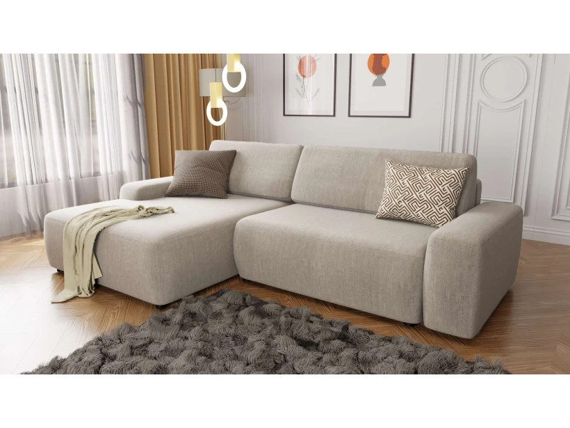 Luitgard - Ecksofa mit Schlaffunktion und Bettkasten aus Samt-Stoff schöner Sitzkomfort