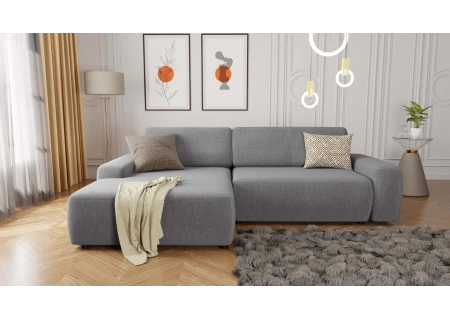 Luitgard - Ecksofa mit Schlaffunktion und Bettkasten aus Samt-Stoff schöner Sitzkomfort