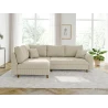 Maya - Ecksofa mit Schlaffunktion und Hocker mit Braun Holzfüßen im skandinavischen Stil aus Cord-Stoff