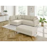 Maya - Ecksofa mit Schlaffunktion und Hocker mit Braun Holzfüßen im skandinavischen Stil aus Cord-Stoff