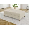 Maya - Ecksofa mit Schlaffunktion und Hocker mit Braun Holzfüßen im skandinavischen Stil aus Cord-Stoff