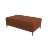 Maya - Ecksofa mit Schlaffunktion und Hocker mit Braun Holzfüßen im skandinavischen Stil aus Cord-Stoff