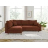 Maya - Ecksofa mit Schlaffunktion und Hocker mit Braun Holzfüßen im skandinavischen Stil aus Cord-Stoff