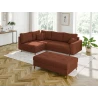 Maya - Ecksofa mit Schlaffunktion und Hocker mit Braun Holzfüßen im skandinavischen Stil aus Cord-Stoff