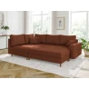 Maya - Ecksofa mit Schlaffunktion und Hocker mit Braun Holzfüßen im skandinavischen Stil aus Cord-Stoff