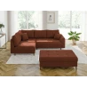 Maya - Ecksofa mit Schlaffunktion und Hocker mit Braun Holzfüßen im skandinavischen Stil aus Cord-Stoff