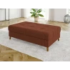 Maya - Ecksofa mit Schlaffunktion und Hocker mit Braun Holzfüßen im skandinavischen Stil aus Cord-Stoff