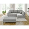 Maya - Ecksofa mit Schlaffunktion und Hocker mit Braun Holzfüßen im skandinavischen Stil aus Cord-Stoff