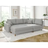 Maya - Ecksofa mit Schlaffunktion und Hocker mit Braun Holzfüßen im skandinavischen Stil aus Cord-Stoff