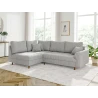 Maya - Ecksofa mit Schlaffunktion und Hocker mit Braun Holzfüßen im skandinavischen Stil aus Cord-Stoff
