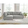 Maya - Ecksofa mit Schlaffunktion und Hocker mit Braun Holzfüßen im skandinavischen Stil aus Cord-Stoff